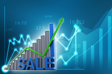 3d rendering Stock market online business concept. business Graph 