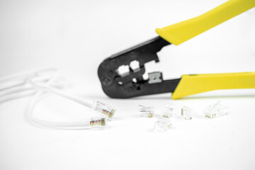 internet or telephone line cables and crimper, Twisting Cable Tool Twisted Pair Ethernet UTP Cat 5,...