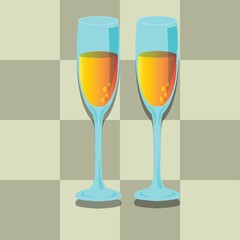 two champagne glasses