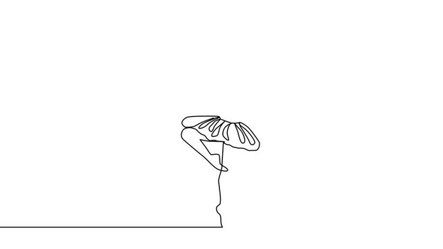 Self drawing animation of continuous line drawing of woman ballet dancer