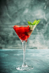 Raspberry martini cocktail. Selective focus. Shallow depth of field. 