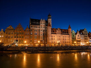 Fototapeta na wymiar Panoramic skyline of Gdansk poland at night