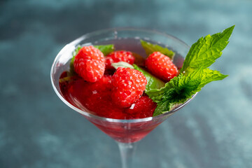Raspberry martini cocktail. Selective focus. Shallow depth of field. 
