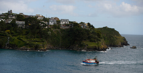 Obraz premium Polruan, Cornwall, UK. Coastal cornish town.
