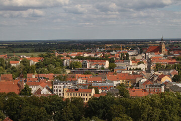 Fototapeta na wymiar Brandenburg an der Havel; Blick auf die Innenstadt mit Altstadt im Vordergrund und Neustadt dahinter