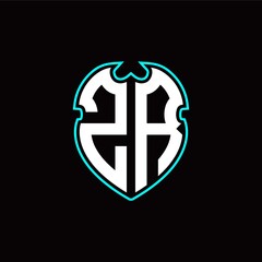 Z R Initial logo design with a shield shape