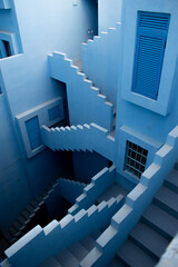 spiral staircase in blue