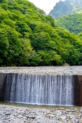 二俣吊橋から見る砂防ダム／西沢渓谷（山梨県山梨市）