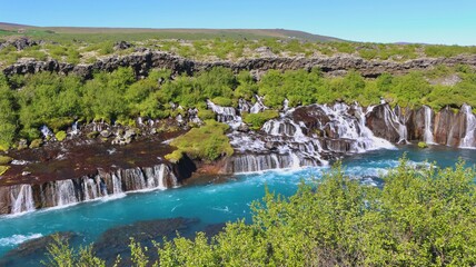 Fototapeta na wymiar Iceland cascading waterfalls