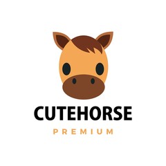 cute horse flat logo vector icon illustration
