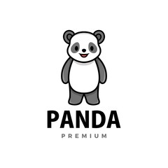 cute panda cartoon logo vector icon illustration