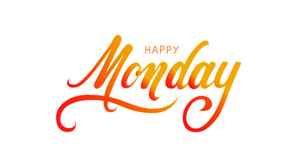vector lettering on a white background day of the week, happy monday, card, poster, banner, yellow gradient 