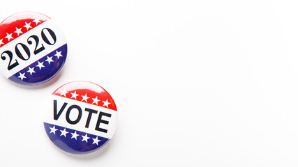 Patriotic button pins isolated on white background