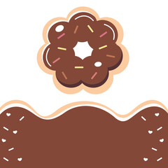 chocolate Donut vector set isolated on white and pink background. Top View Donuts collection into glaze with chocolate.flat design illustration. Kawaii,cute cartoon sweets and desserts. 