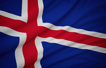 Fototapeta premium Iceland, Wavy Iceland Flag, Country Flag, 3D Render
