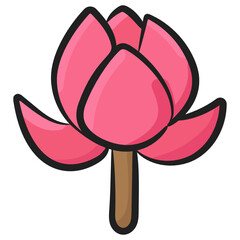 
Fluffy, fragrant flower icon in doodle design, peony flower 
