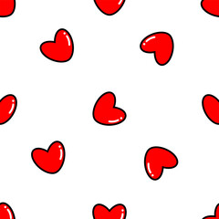 Valentine concept. Red hearts seamless pattern on white background. Vector