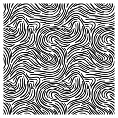 Seamless pattern of black lines of turbulent waves.