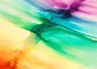 Abstract rainbow colorful background, wallpaper. Mixing acrylic paints. Modern art. Alcohol ink colors translucent. Alcohol Abstract contemporary art fluid.