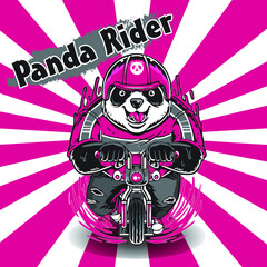 Pink Panda drives a motorcycle to deliver food