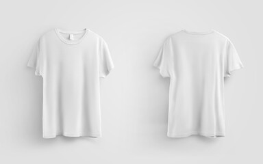 White universal t-shirt template, textile fashion clothes, front and back views, for design...