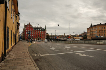 Obraz premium Sweden. Stockholm. Houses and streets of Stockholm. Autumn cityscape. September 17, 2018
