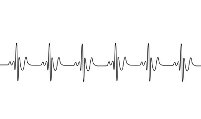 Heart cardiogram continuous one line drawing minimalism design isolated on white