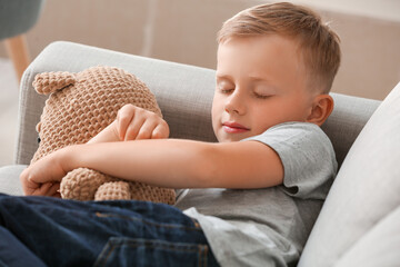 Little boy with autistic disorder at home