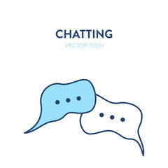 Chatting symbols icon. Vector illustration of two online massaging bubbles with three dots. Represents concept of messaging, communication, online chatting
