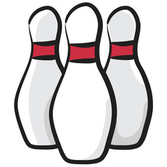 
Bowling pins and ball has been shown for bowling icon, flat vector style 
