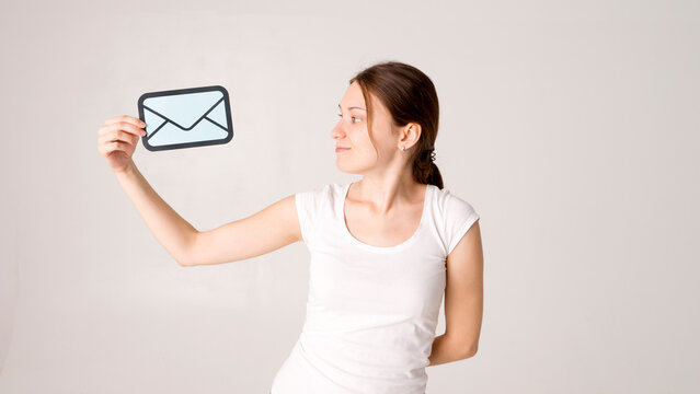 Email icon with young woman