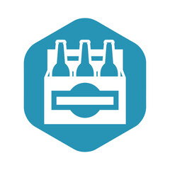 Icon pack of beer. A box with glass bottles of beer. Convenient packaging for carrying in your hand. Vector illustration isolated on a white background for design and web.
