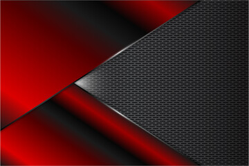 Metallic background.Red with gray carbon fiber texture.Arrow shape metal technology concept.