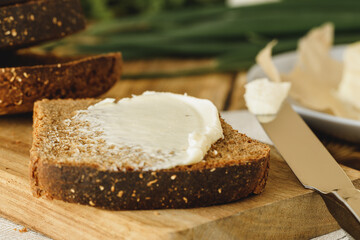 Fresh baked loaf of bread with butter bar