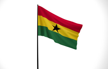 Fototapeta premium Ghana Flag, Wavy Fabric Flag, Ghana, 3D Render
