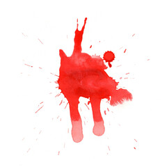 Paint splash and drop. Hand drawn isolated watercolor stain.