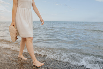 woman with beach slippers 