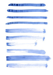Watercolor brush strokes. Hand drawn isolated watercolor lines