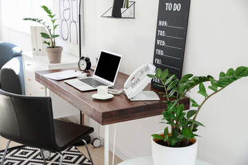 Comfortable workplace with modern computer in office