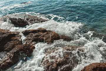 Seascape on a rocky beach 
