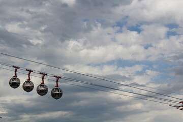 cable car on the sky background