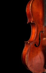 Detail of a Violin, Isolated on Black