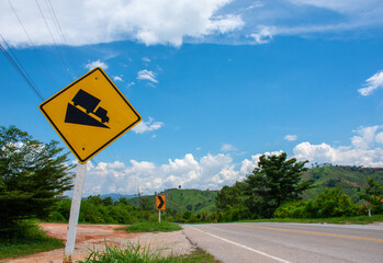 Loei Wang Sai Viewpoint, Phuluang, Loei province, Thailand. The road with clear blue sky.