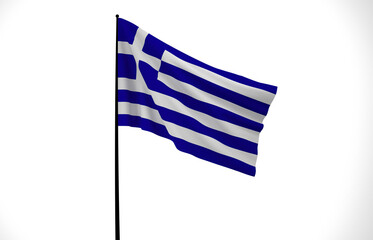 Greece Flag, Wavy Fabric Flag, Greece, 3D Render