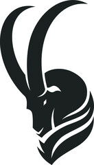 Simple Vector of Ibex Goat Head with Long Horns