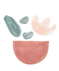 Abstract flover in a pot, abstract aesthetic warm forms, brush strokes, freehand pastel colors elements, organic and nature shapes. Perfect for post card and wedding invitation.