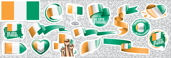 Vector set of the national flag of Cote d'Ivoire in various creative designs