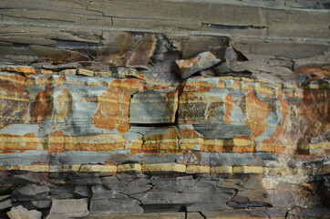 Rock layers - a colorful formations of rocks stacked over the hundreds of years. Interesting background with fascinating texture.