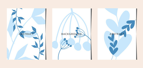 Social media banners, a beautiful leaf, and flower set of social media post templates with minimal abstract organic shapes composition can be used also card, cover, Vector illustration.