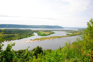 island on the river on a summer sunny day